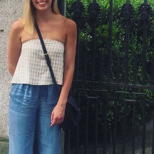 Clayton gingham strapless top